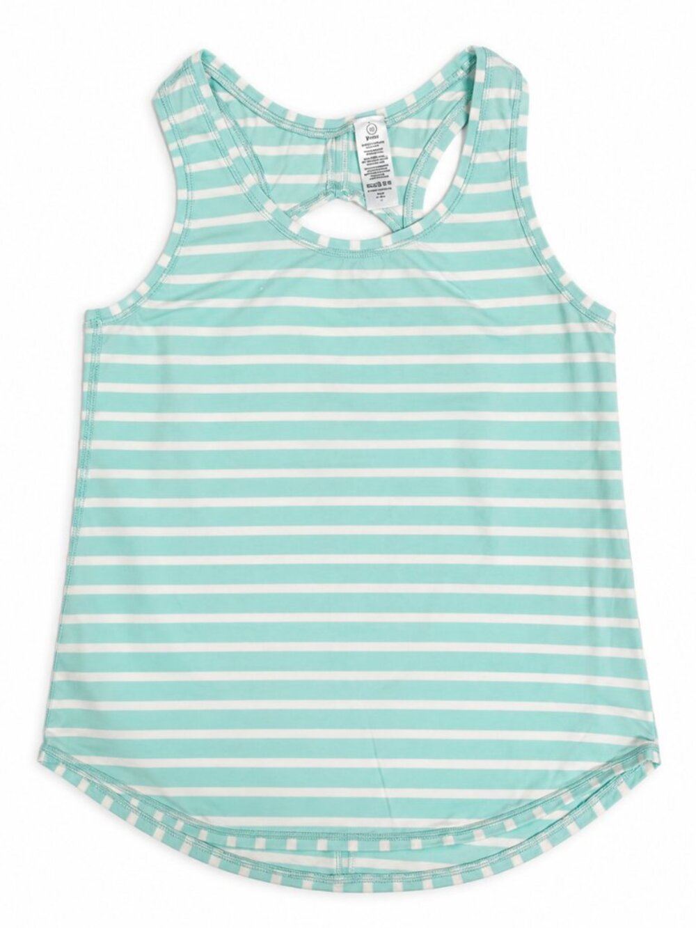 Ivivva by Lululemon Girls Racerback Tank Sz 10 Teal White Stripe Keyhole Back
